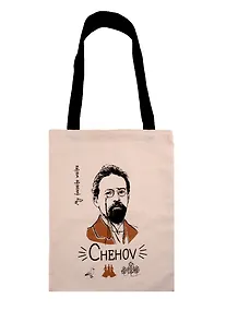 Купить Сумка-шоппер My favorite writer Чехов бежевая, текстиль 40см.*32см. — Фото №1