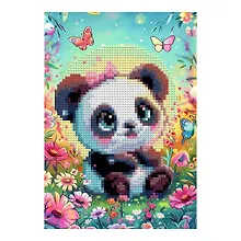 Купить Алмазная мозаика 15*20 детская (неполное заполнение) "Милая панда" — Фото №1