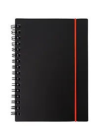 Купить Записная книжка А6 80л кл. "Favorite Black. No 4" спираль, пласт.обл., резинка — Фото №1