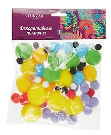 Купить Набор для творчества, TUKZAR, Декоративные помпоны, 55 шт, цвета в ассортименте — Фото №1