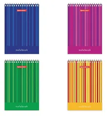 Купить Блокнот А6 40л кл. "Полоски" гребень, картон, BRAUBERG — Фото №1