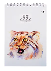 Купить Скетчбук А5+ 80л "SKETCHBOOK. Дикий кот" белый офсет, 120г/м2, 7БЦ — Фото №1