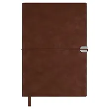 Купить Ежедневник дат. 2026г. А5 176л "Тиволи глосс" коричневый, кожзам, мягк. переплет, застёжка-резинка, блинт.тиснение, офсет, справ.мат-лы, ляссе, инд.уп — Фото №1