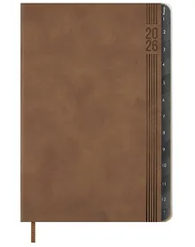 Купить Еженедельник дат. 2026г. А5 80л "Буйвол" бежевый, кожзам, мягк.переплет, блинт.тиснение, офсет, справ.мат-лы, вырубка, закругл.углы, 2 ляссе, инд.уп — Фото №1