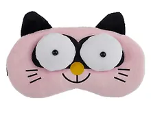 Купить Маска для сна Кот с объемными глазами (плюш) (пакет) розовая — Фото №1