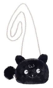 Купить Сумочка плюшевая Зверек мордочка (черная) (15х13) (12-11629-202406-9) Bookvalno — Фото №1