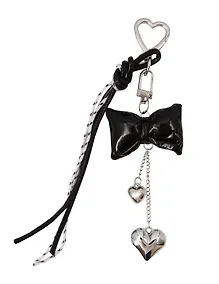 Купить Брелок-обвес на сумку Бантик черный с сердцем (12-18031-202505-S87) — Фото №1