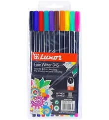 Купить Ручки капиллярные 10 цветов "Fine Writer 045" 0,8 мм, Luxor — Фото №1
