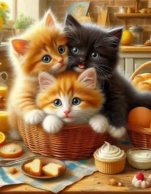 Купить Холст с красками по номерам "Пушистые котята", 30 х 40 см — Фото №1