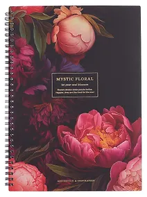 Купить Тетрадь А4 96 листов в клетку "Blossom. Peonies on black", на спирали — Фото №1