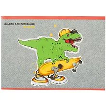 Купить Альбом для рисования Listoff, "Дино скейтер", А4, 40 листов, на скрепке — Фото №1