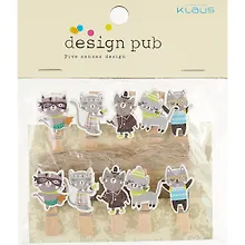 Купить Прищепки декоративные с веревкой 10 шт. Котики модные — Фото №1