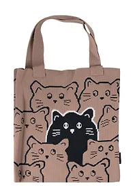 Купить Сумка-шоппер вязаная Котики паттерн (коричневая) (38х32) (12-12721-202411-B19) Bookvalno — Фото №1