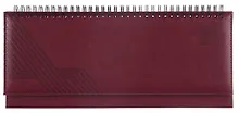 Купить Планинг дат. 2026г. 64л 310x130 мм "Сариф" бордовый, кожзам, тв.переплет, обл.поролон, блинт.тиснение, офсет, настольный, откр.евроспираль, справ.мат-лы, инд.уп — Фото №1