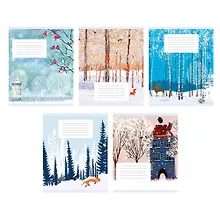 Купить Тетрадь в линейку Listoff, "Зимний пейзаж (Универсальная плашка)", 24 листа, в ассортименте — Фото №1
