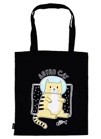 Купить Сумка-шоппер Кот-космонавт Astro cat черная, текстиль 40см.*32см. — Фото №1