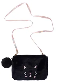 Купить Сумочка плюшевая Котик мордочка (черная) (11х16) (12-11586-202406-5) Bookvalno — Фото №1