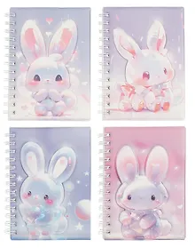 Купить Записная книжка А6 80л лин. "Зайка" дутая ПВХ-обл., спираль, дизайн.блок, ассорти — Фото №1