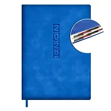 Купить Ежедневник дат. 2026г. А6+ 176л "Тиволи глосс" синий, кожзам, тв.переплет, блинт.тиснение, офсет, справ.мат-лы, вырубка, закругл.углы, 2 ляссе, инд.уп — Фото №1