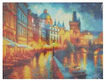 Купить Алмазная мозаика. Классическая, с подрамником, с полным заполнением. Вечерняя Прага 30х40, 30 цветов — Фото №1