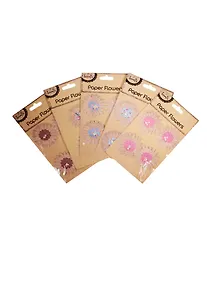 Купить Цветы двухслойные с бусинами Paper Flower на карточке крафт с подвесом, в ассортименте, 6 видов ( — Фото №1