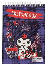 Купить Скетчбук А5 60л "Куроми фиолетовая клетка" гребень, блок 120г/м2 — Фото №1