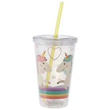 Купить Стакан пластиковый с трубочкой Единороги (500 мл) (12-06646-545445) — Фото №1