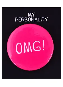 Купить Значок круглый OMG! (фуксия) (металл) (38см) (ЗН2021-010) — Фото №1