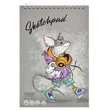 Купить Скетчбук А5 60л "Смешные животные" белый офсет, 100г/м2, тв.обложка., гребень — Фото №1