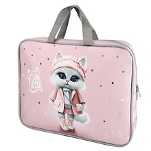 Купить Папка для тетрадей А4+ "КОШЕЧКА В ПАЛЬТО" 34,5*26*7см, полиэстер, водоотталкив. ткань, молния — Фото №1