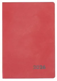 Купить Еженедельник дат. 2026г. А5+ 80л "Нубук" коралловый, кожзам, мягк. переплет, тисн. фольгой, офсет, справ.мат-лы, закругл.углы, 2 ляссе, инд.уп — Фото №1