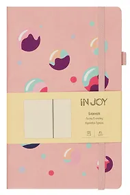 Купить Книга для записей А5 120л кл. "IN JOY. №1" 7БЦ, иск.кожа, трафаретн.печать, тонир.форзац, скругл.углы, ляссе, резинка, петля д/ручки, карман на задн.форзаце — Фото №1