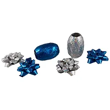 Купить Набор для упаковки «Синий и серебряный», 2 катушки лент, 2 банта — Фото №1