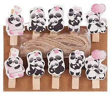 Купить Прищепки декоративные с веревкой Панды (10шт) — Фото №1