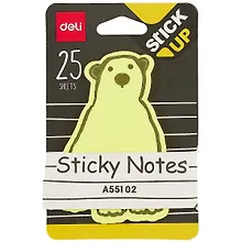 Купить Блок бумаги 76*76 самоклеящийся "Animals" 25л фигурный, ассорти, Deli — Фото №1