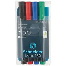 Купить Маркеры перманентные Schneider, Maxx 130, 4 цвета 1 мм — Фото №1