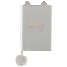 Купить Записная книжка А6 48л лин. "КОТ" сер.мягк.переплёт, тиснение фольгой, ляссе с помпоном, инд.уп. — Фото №1