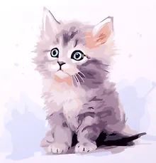 Купить Холст с красками по номерам "Малыши-животные. Красочный котенок", 20 х 20 см — Фото №1