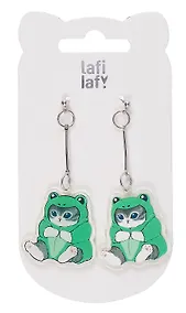 Купить Сережки Kawaii Котик кигуруми (лягушка)  (акрил) (12-00626-EA09) (Lafilaf) — Фото №1