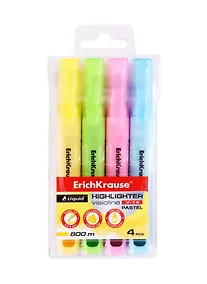 Купить Текстовыделители Erich Krause, Liquid Visioline V-14 Pastel, 4 цвета — Фото №1