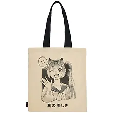 Купить Сумка-шоппер Аниме Девушка с ушками ,Сёдзё, бежевая, текстиль 40см.*32см. — Фото №1