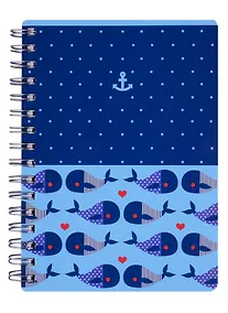 Купить Блокнот А6 120л кл. "Sea", киты, карт.обл., ламинация, бок.спираль — Фото №1