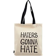 Купить Сумка-шоппер Haters gonna hate бежевая, текстиль 40см.*35см. — Фото №1