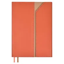 Купить Ежедневник недат. А5 160л "Каветти" коралловый, кожзам, тв.переплет, блинтовое тиснение, магнит.клапан, офсет, ляссе — Фото №1