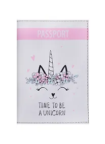 Купить Обложка для паспорта Кошечка-единорог (кожа) (ПВХ бокс) (ОК2018-15) — Фото №1