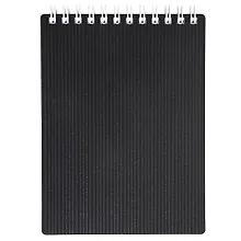 Купить Блокнот А6 80л кл. "VELVET" черный, пласт.обл, спираль — Фото №1