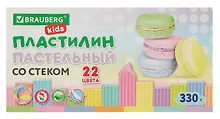 Купить Пластилин 22цв 330гр "BRAUBERG KIDS" пастельный, к/к, стек, Луч — Фото №1