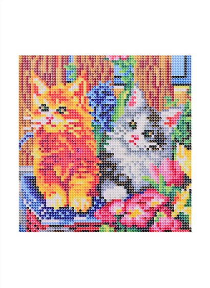 Алмазная мозаика "Котята в саду", 20 х 20 см - фото 1