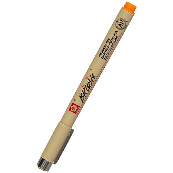 Ручка-кисточка капиллярная Pigma Brush Оранжевый, Sakura - фото 1