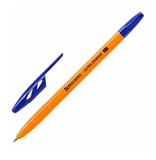 Ручка шариковая синяя "ULTRA ORANGE" 0,7мм, BRAUBERG - фото 1